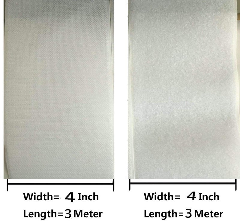 IHKFILAN 4'' Width x 3Meters Length White Sew On Hook and Loop Tape Fastening Nylon Fabric Tape (White, 4 Inch x 3 Meters) - Image 3